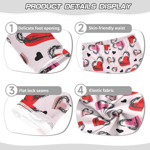 Girls Basic Leggings Baby Girls Pants Valentine's Hearts Soft Footless Stretchy Tights Pants 4-10Y3