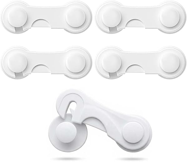 Blocca Cassetti Per Bambini 4 Pezzi Bianco Standard Adesivo Mobili Cucina Armadi Senza Forare - 1