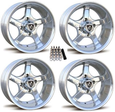 Fairway Alloys 12" Rallye Polished Golf Cart Wheels/Rims E-Z-GO & Club Car