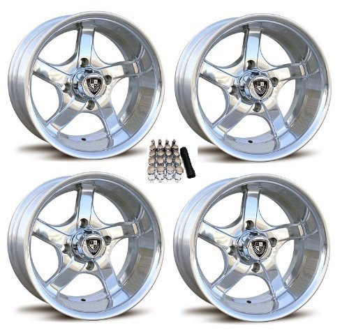 Fairway Alloys 12" Rallye Polished Golf Cart Wheels/Rims E-Z-GO & Club Car