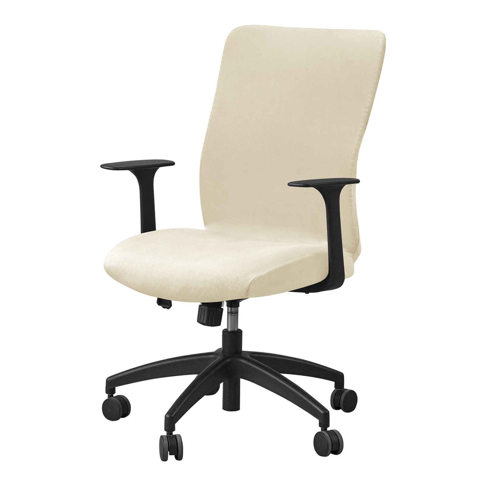 Yopoiy Beige Velvet Office Chair Cover, Stretch Computer Office Chair Cover, Non-Slip Desk Rotating Chair Slipcover, Soft Washable Executive Chair Protector (,One Size)