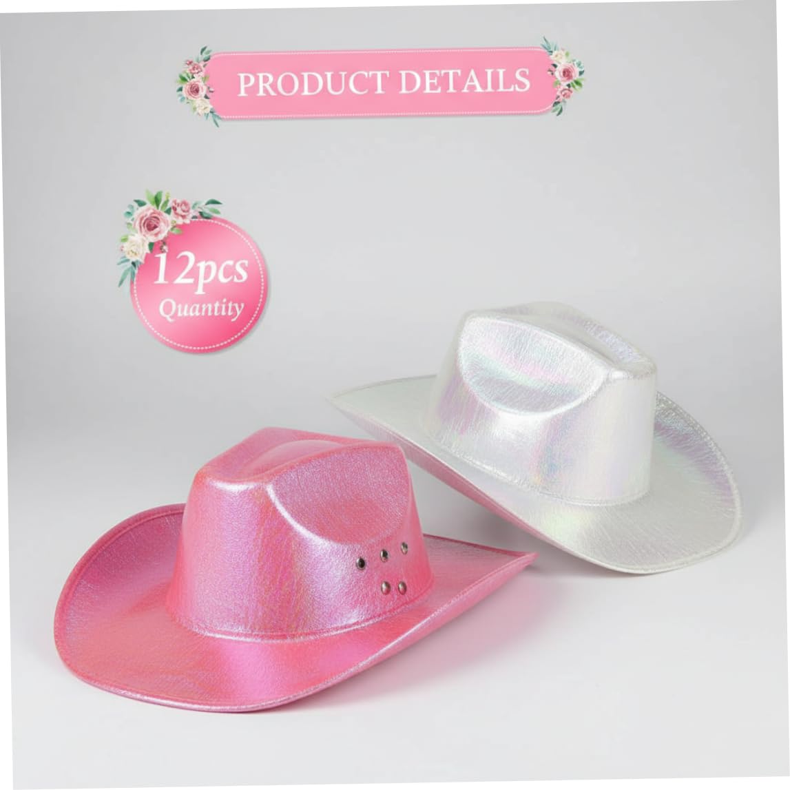 Cappelli da cowboy per feste, confezione da 12, fosforescenti. | Design Glow-in-Dark, per gruppi di addio al nubilato, feste a tema western