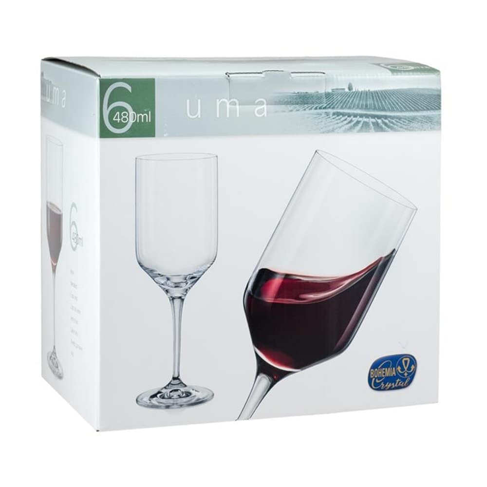 Set 6 copas vino modelo UMA 48 cl. cristal pie colores