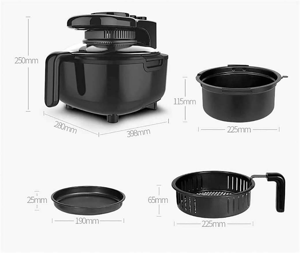Friteuse d'air 5L, friteuse avec contrôle de la température réglable, minuterie, Noir