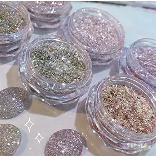 6 Colors Holographic Diamond Nail Powder,Sparkling Crystal Nail Sequins Extra Fine Glitter Dust Laser Effect Bright Shining Flakes For Acrylic Nails Polish Nail Art Diy Decoration (B) #TOP2