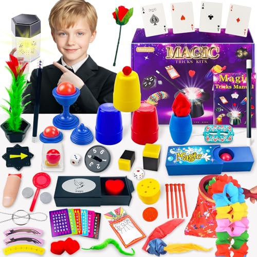 Mekkyes Zauberkasten - 80+ Zaubertricks Set für Kinder mit Zauberstab und...