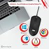 3-Button USB Wired Mouse | High-Precision Optical Tracking | Durable for Desktop & Laptop | Black