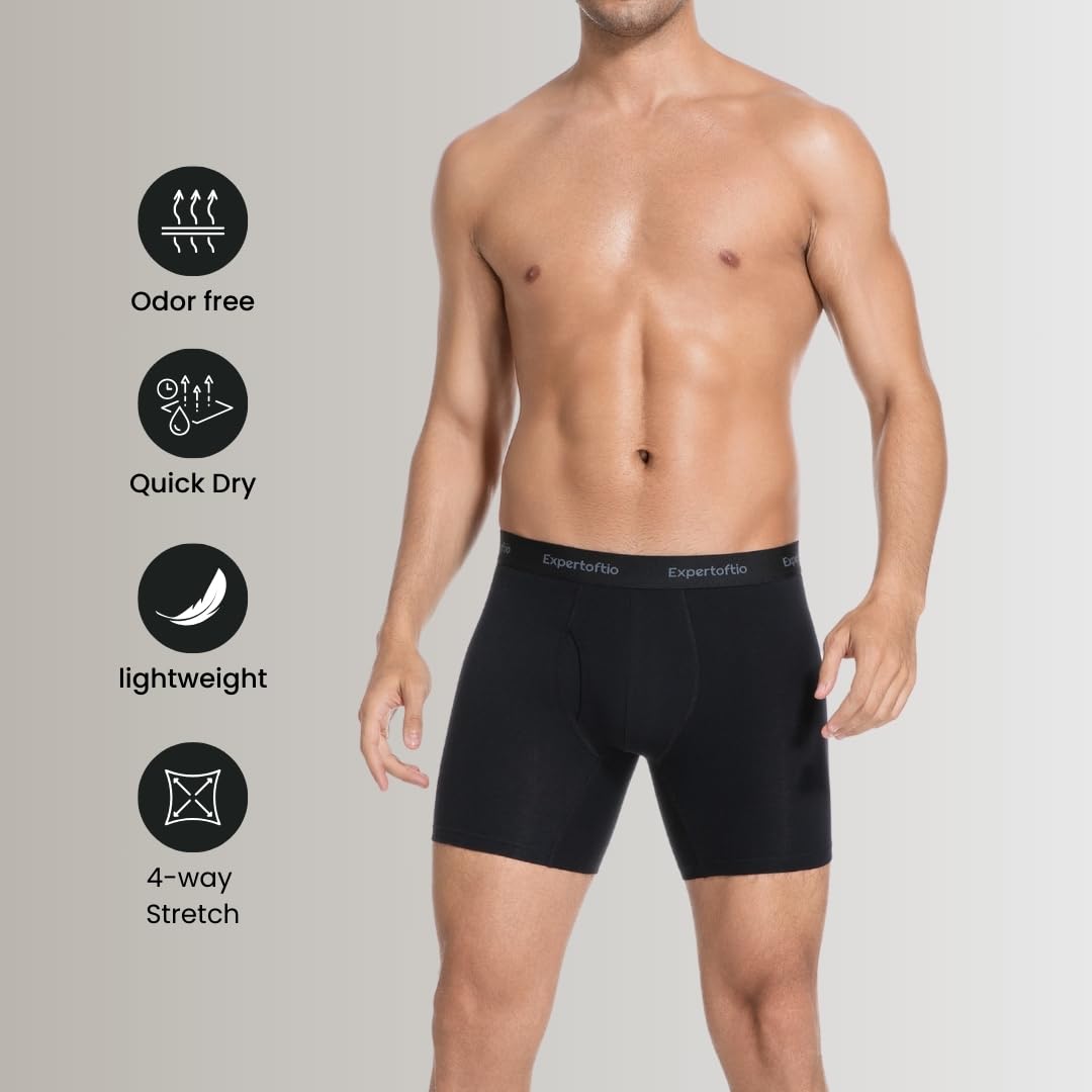 Calzoncillos Bóxer Largos Hombre Algodón - Lote de 6 Unidades - Modelo 15 cm (6 Pulgadas) - Ropa Interior Cómoda, Suave, Transpirable para el Día a Día, Deporte o Casa