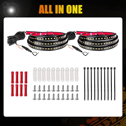 Niwaker 2Pcs 70 Inch Truck Led Running Board Lights For Extended Cab & Crew Cab Trucks Amber/White Turn Signal Side Marker & Courtesy Light Bar Strip Truck Bed Lights For Trucks, Suv, Pickup #TOP6
