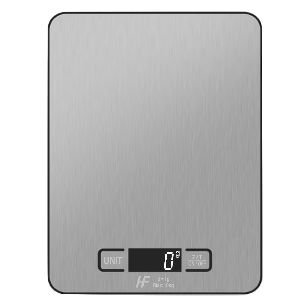 HomeFashion Large 23x17cm 10kg 1g Digital Kitchen Scales Food Scale Stainless Steel Surface With Backlit LCD Display Multifunction for Home Office Use