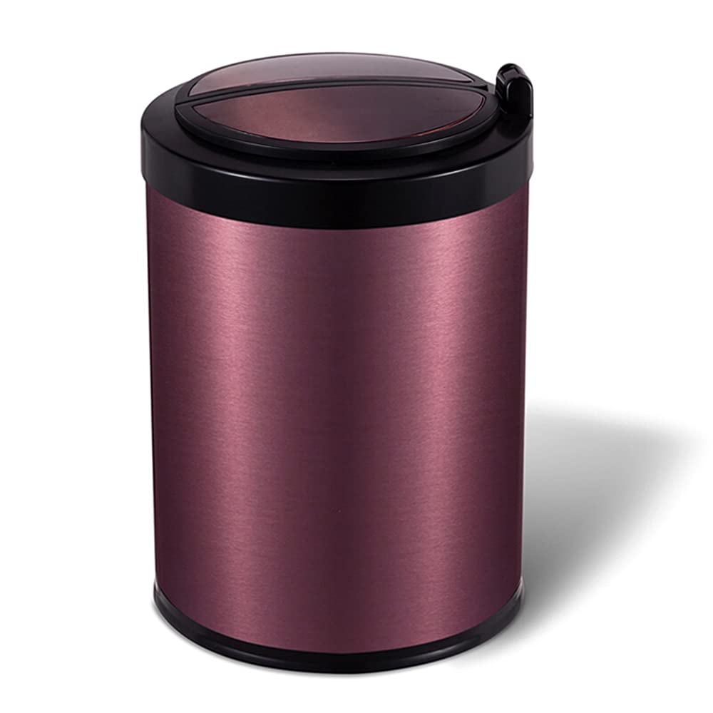Non-contact Trash Can, Smart Sensor Household Stainless Steel with Cover 9L Capacity Automatic Opening Living Room/kitchen Waste Basket(B)