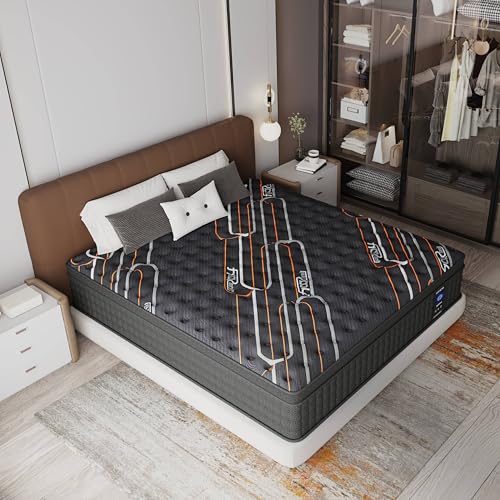 MRH King Mattresses,14 Inch Euro Top Mattress King Size, Memory Foam Individual Pocket Springs Mattress in a Box,Medium Firm,Perfect for Side Sleepers, Back Relief Edge Support CertiPUR-US