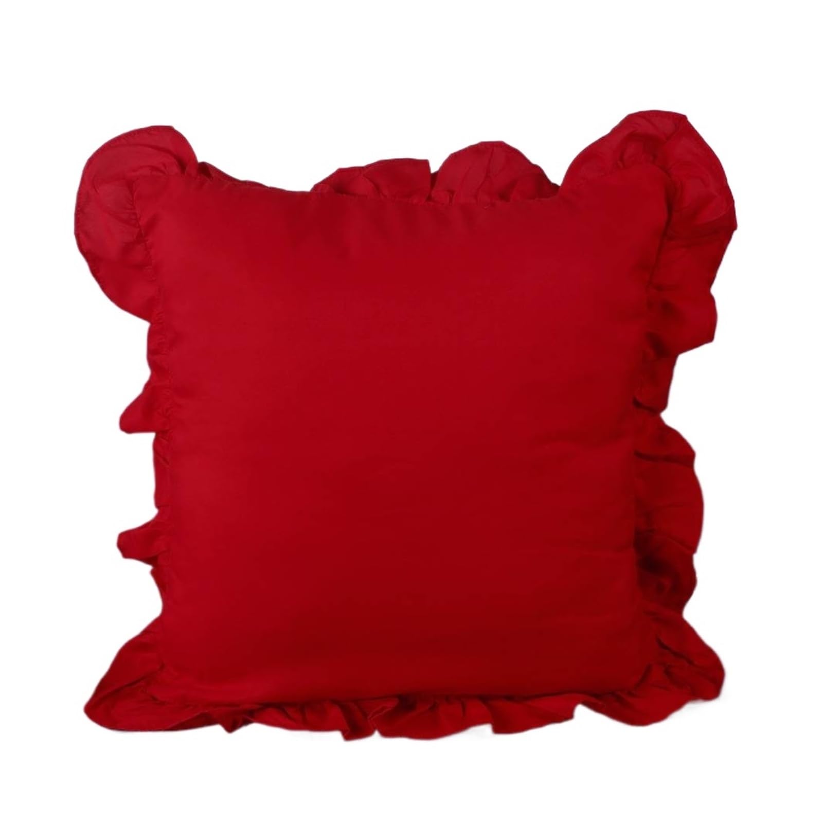 LYXYGMV 1 Pc Ruffled Pillowcase Core Envelope Pillow Shams Soft Breathable Non Shrinking For the Bedroom(Red,40x40cm No Pillow)