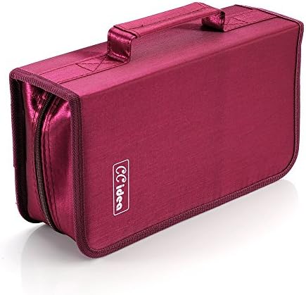 CCidea CD Case DVD Storage Holder, 128 Capacity DVD Cases Organizer CD Plastic Protective Carrying Binder,Portable Cd Wallet for Home Travel (Red)