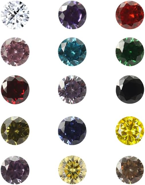 5A Cubic Zirconia Diamond Round Cut 15 Colors Color Card Loose Zirconia Gemstone Colored