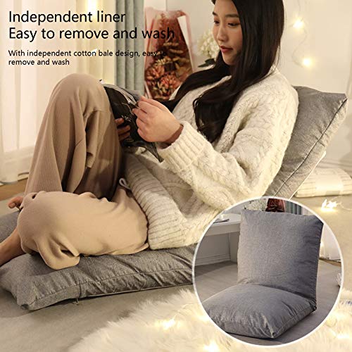 Silla plegable ajustable con respaldo, reclinable de 6 velocidades, funda extraíble lavable, ideal para sala de estar, dormitorio y ventana de bahía