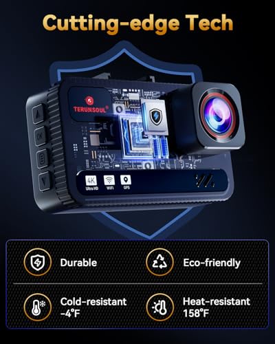 undefined TERUNSOUl 4K+4K Dash Cam Front and Rear, Free 128GB Card Included, 5.8GHz WiFi Dash Camera for Cars, Built-in GPS, G-Sensor, 170°Wide Angle, 3" IPS Screen, 24H Parking Mode, Support 512GB Max の商品画像 8