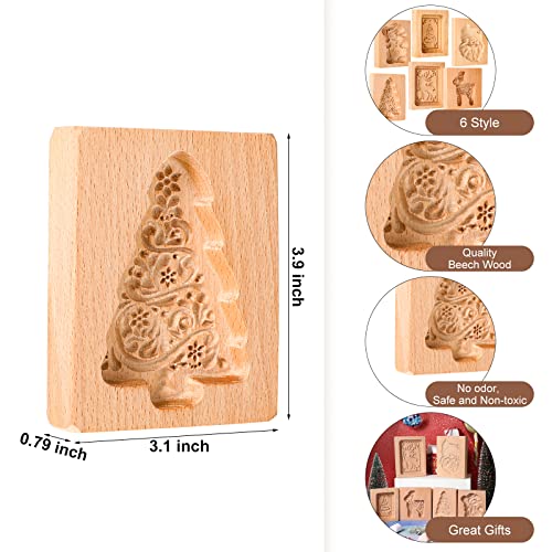 6 Pcs Wooden Cookie Molds Biscuit Carved Wooden Mould Diy Cookie Stamps Cookie Cutter Embossing Mold Funny 3D Press Cookie Mold For Valentine's Baking Tool, 6 Styles (Santa Claus) #TOP1