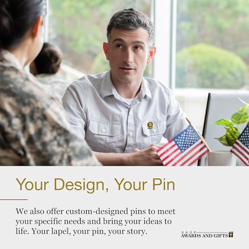 Image of SHOP AWARDS AND GIFTS United States US Veteran Lapel Pin, Retirement and Service, 1-1 /8 inch