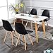 VECELO Style Dining Chair Side Chairs with Natural Wood Legs (Set of 4),Easy Assemble for Kitchen Dining Room,Living Room,Bedroom(Black)