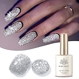 BORN PRETTY ジェルネイル ラメ 銀 フラッシュネイル ジェル キラキラ フラッシュグリッター カラージェル セルフネイル ラメ入りジェル UV-LED対応 15ml