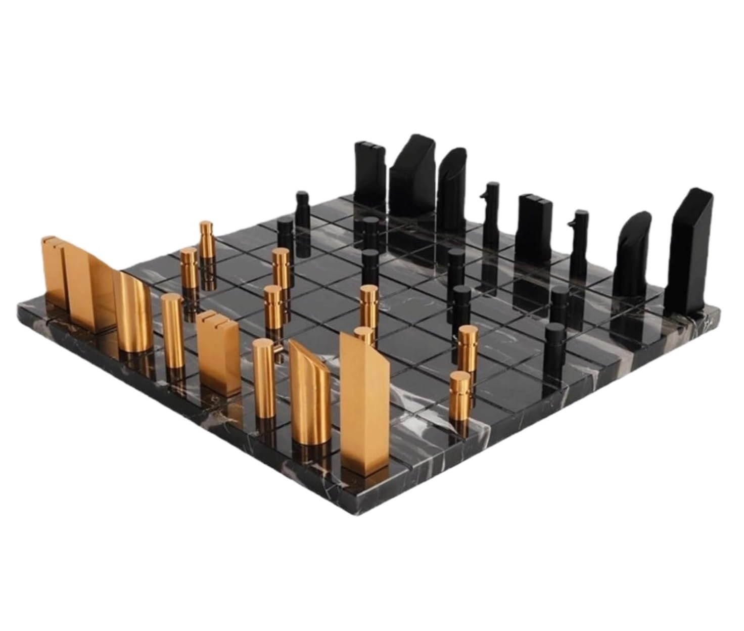 Jeu d'échecs en marbre et métal de style nordique pour salon élégant