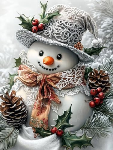 Diamond Painting de Muñeco de Nieve con Kit de Bordado Completo en Punto de Cruz 50x70cm m-448