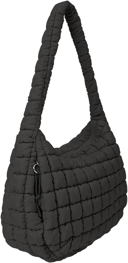 Womens' Lightweight Quilted Carryall GYM Tote Bag Puffer Crossbody Bag Soft Puffy Boho Handbags Big Capacity Purse