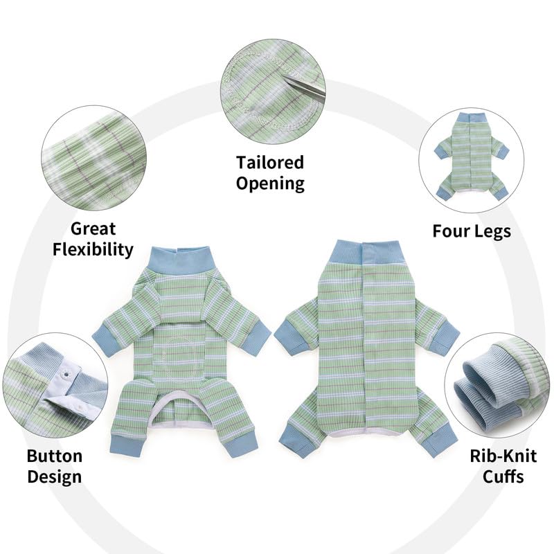 Image of Dog Surgery Recovery Suit for Small Dogs, 4-Legged Dog Onesie After Surgery with Back Snaps, Breathable Cotton Spay and Neuter Bodysuit for Female and Male Dogs