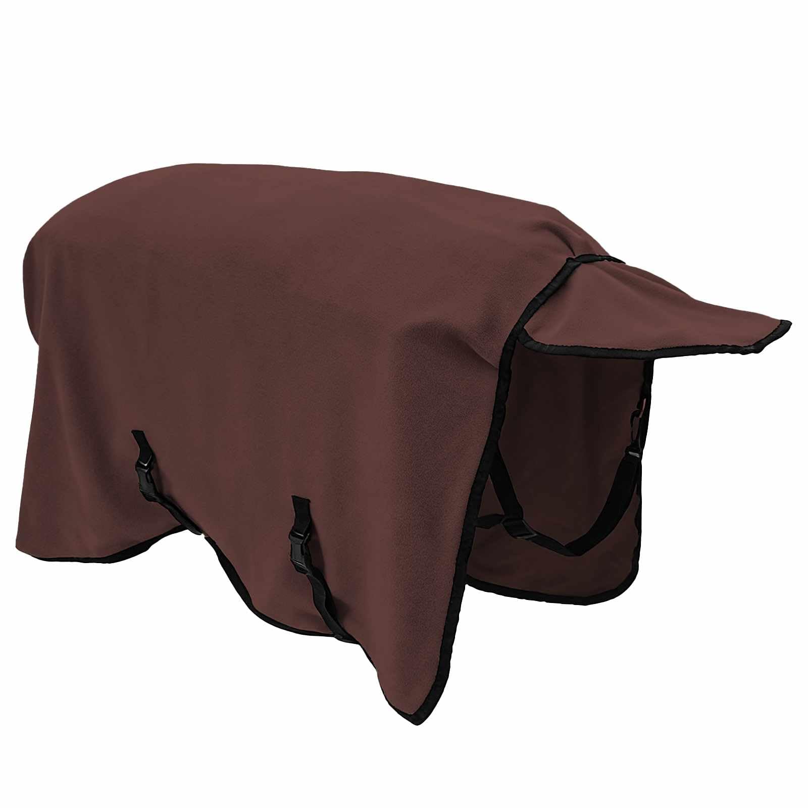 Manta para caballo, color marrón oscuro, de poliéster, 85 cm, con cierre ajustable en el pecho y cinturón abdominal, transpirable e impermeable para establo, pasto, transporte y uso en