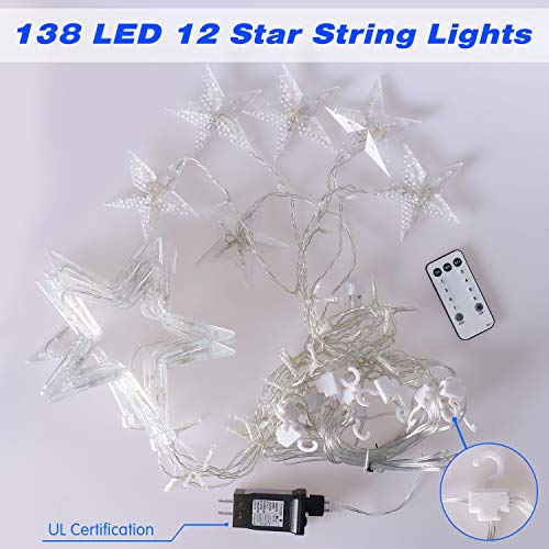 Blingstar JT-EL/FC300V0120 Star Curtain Lights 138 Led 12 Star Multicolor Christmas Lights 8.2 Ft Connectable Window Lights With Remote Plug In Curtain String Lights For Christmas Ramadan Bedroom Indoor Outdoor Decor thumb #6