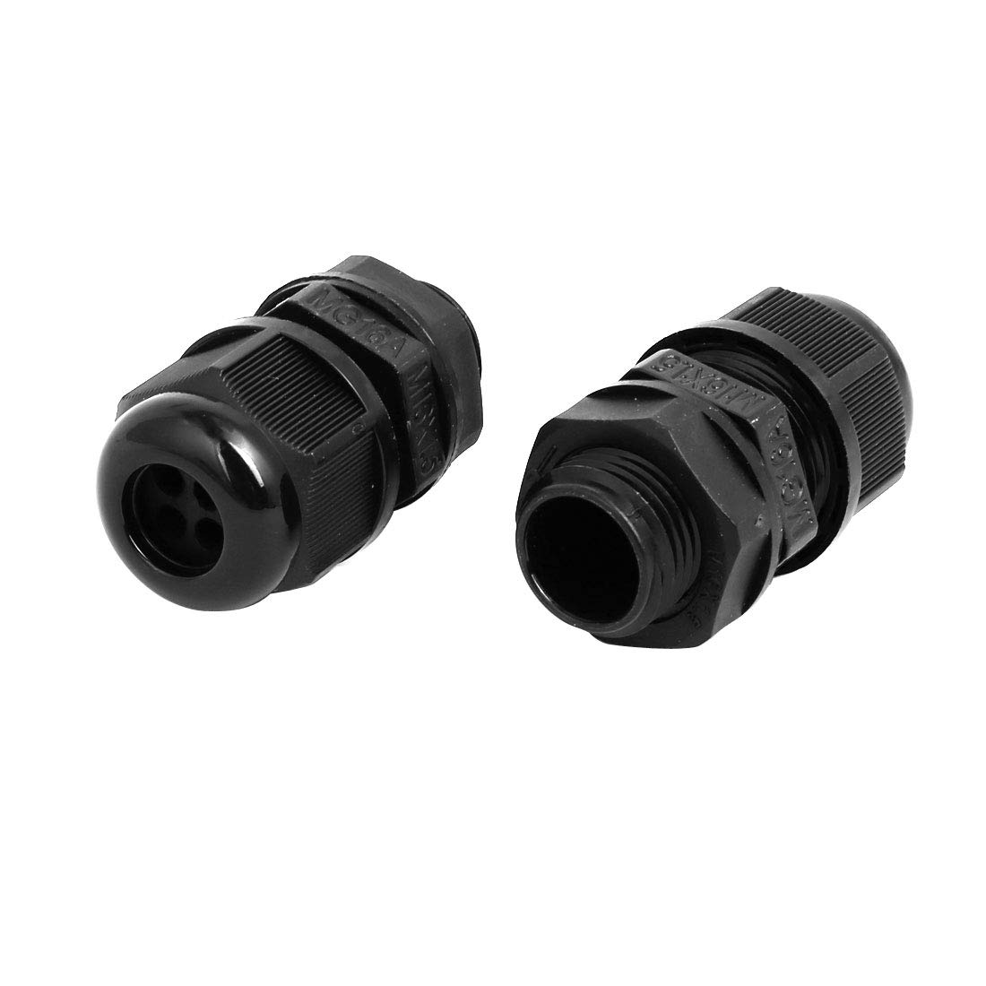 Aexit M16x1.5mm 2.4mm-3.4mm Transmission Range Nylon 4 Holes Adjustable Cables Gland Black 5pcs