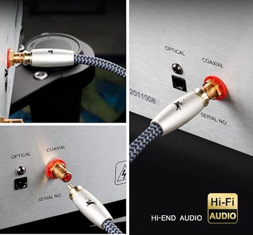 Impeto Subwoofer Cable 6N Occ Digital Audio Coaxial Cable Dual Shielded Cord, Single Crystal Copper 24K Gold Plated Connector Rca To Rca Stereo Cable，16.4Feet/5M Imp-2202 #TOP5