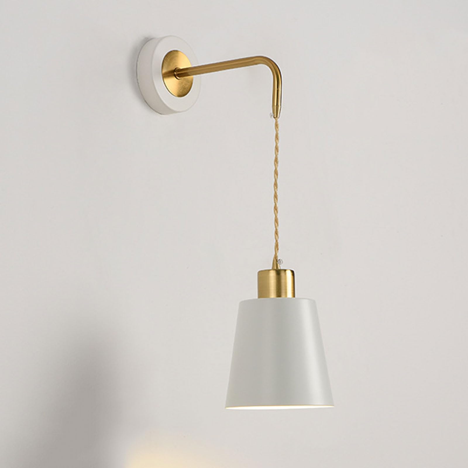 AWEITG Black and White Minimalist Wall Sconce - European Style E26/E27 Lamp Holder for Home Interior Decoration(White-2)