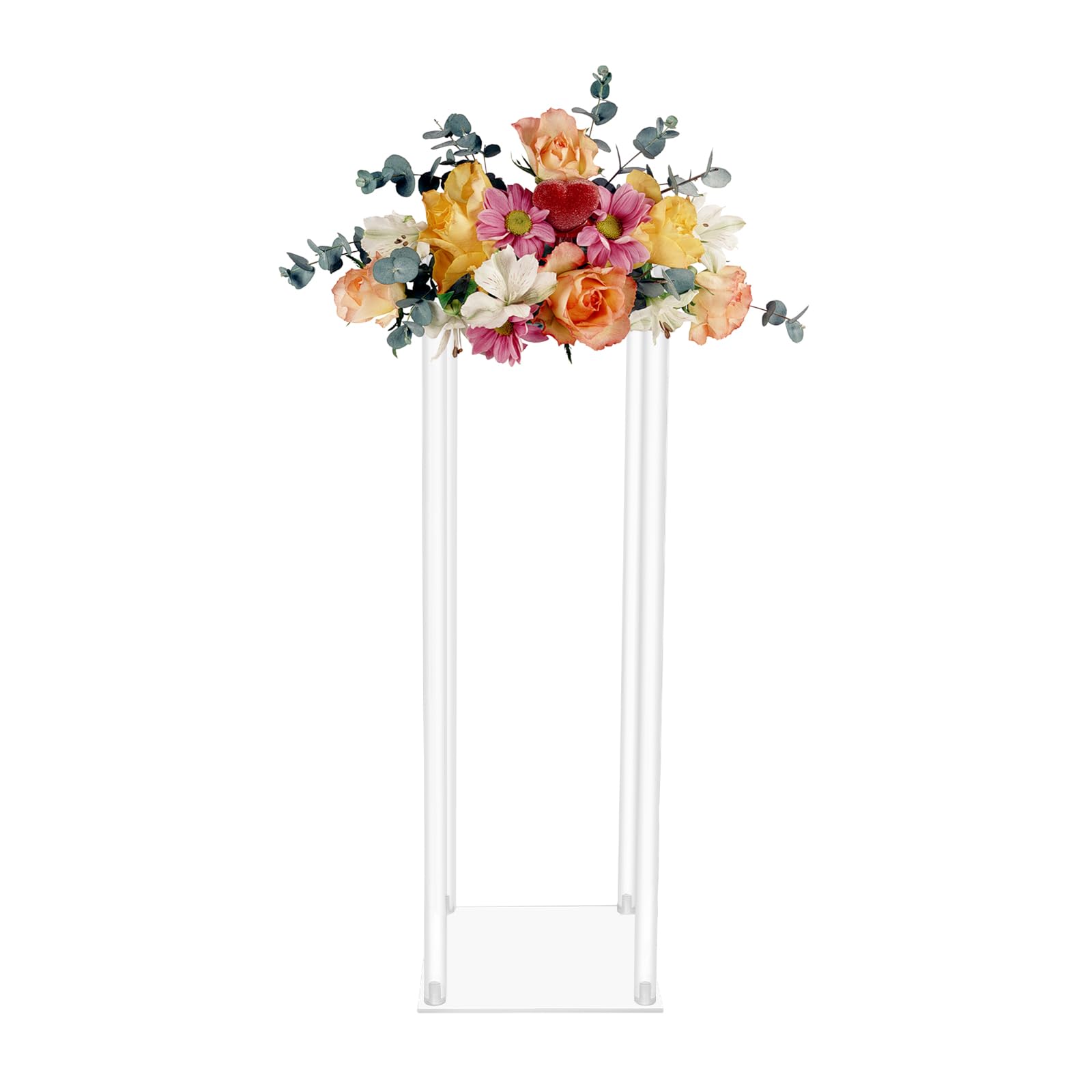 Rechteckige Blume Anzeige stehen, Acryl Hochzeit 10Pcs klar steht Blumenständer Set , Transparent, Rechteckig, 20x20cm Basis, Modern, Hochzeitsdekoration, Tischmontage, Freistehend