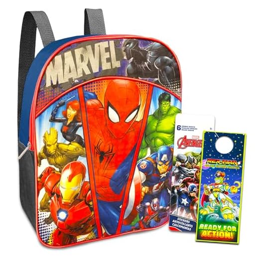 Marvel Shop Super Hero Mini Backpack 3 Pc Bundle With 11 inch Avengers Superhero School Bag For Boys, Toddlers, Kids, Avengers Stickers And More | Marvel School Supplies