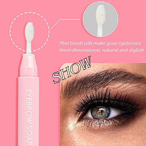Eyebrow Soap Wax Pen, 2 In 1 Brow Gel Waterproof Brow Styling Soap Cream, 3D Clear Brow Freeze Shaping Gel With Eyebrow Brush #TOP5