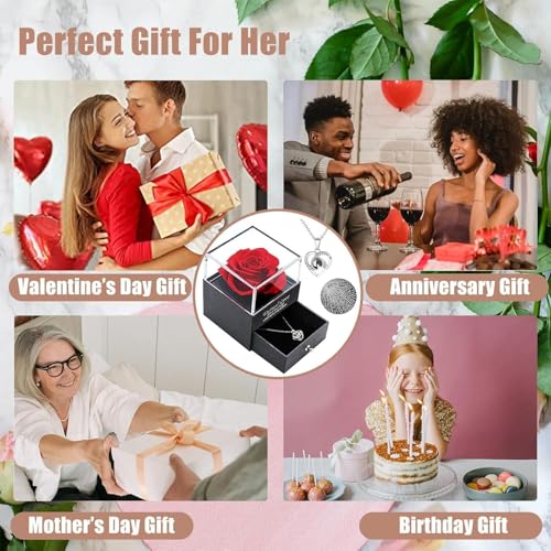 Vellonix Preserved Red Rose Necklace Gift Box - Image 6