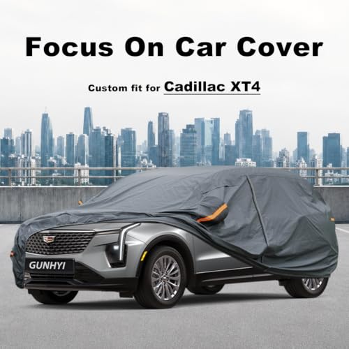 Image of GUNHYI Premium Car Cover Custom Fit Cadillac XT4, 16 Layers Heavy Duty Car Cover Waterproof All Weather with Zipper Door for Sun Rain Snow Dust Uv Protection