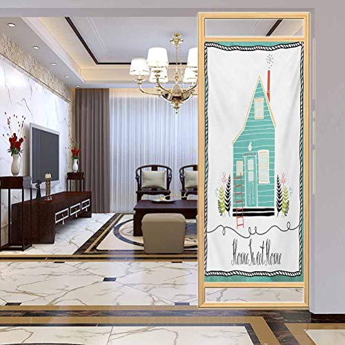 PikaQ - Películas decorativas de cristal para ventana, diseño de casa pequeña en el campo rústico T, fácil de instalar y reutilizar, 23,6 x 35,4 pulgadas