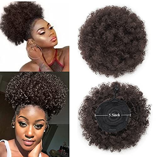 Curly Puff Drawstring Ponytail Large Size Kinky Curly Afro Ponytail Updo Wrap Kanekalon Fiber Wig for Black Women(2#)