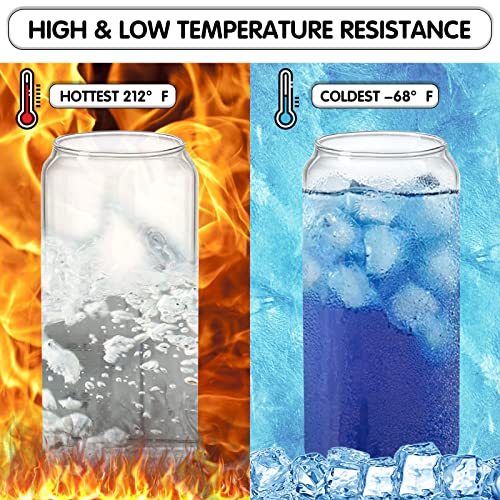 Eflying 4 Pack 20 Oz Beer Can Glass With Bamboo Lid & Straw Regular Mouth Can Shaped Clear Drinking Glass Soda Coke Cans Tumbler Beer Glasses Set Of 4 Reusable Coffee Milktea Cup For Hot & Cold Drinks #TOP3