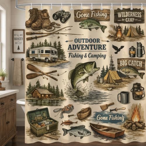 JAZEAOI Fishing Camp Shower Curtain