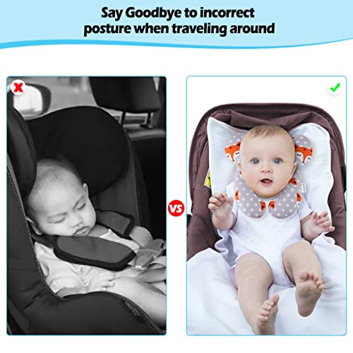 Kakiblin Baby Travel Pillow, Toddler Head And Neck Support Pillow For Car Seat, Pushchair (Gray Fox) #TOP4