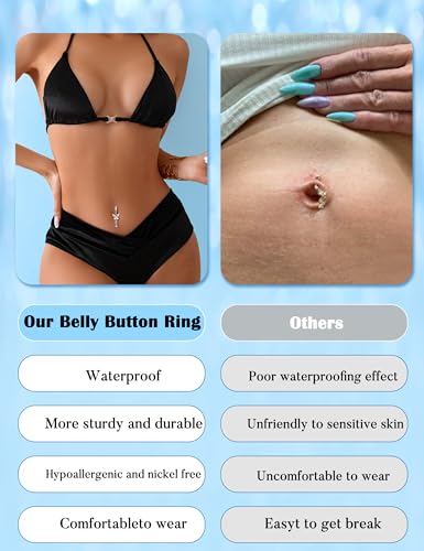 JOERICA 6 Pcs 14G Clicker Belly Button Ring for Women 316L Surgical Steel Butterfly Snake Evil Eye Heart CZ Opal Dangle Belly Button Rings Simple Reverse Navel Rings Body Belly Piercing Jewelry 7