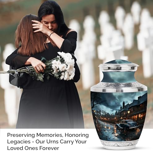 Image of Car Customized Urns for Human Ashes Adult - Cremation Urn for Ashes Dad - Large Funeral Urn - Personalized Urns for Ashes - Unique Burial Urn for Mom & Dad - 10 Inch Large with Velvet Bag