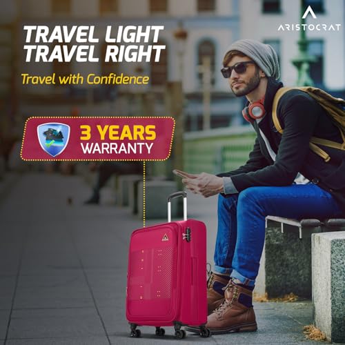 Image of Aristocrat Duralite Medium Trolley Bag, 68Cm | Combination Lock | 8 Wheels | 3 Years International Warranty | Red