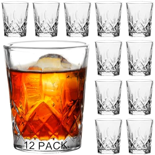 Ruckae 12 Pack 1.5 OZ Shot Glasses Set Crystal Shot Glass Bulk Clear Cone Shot Glasses for Vodka Tequila Whiskey Liquor