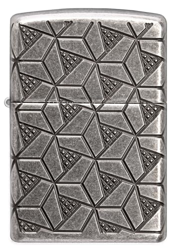 Zippo Armor encendedor geométrico plateado antiguo miniatura 5