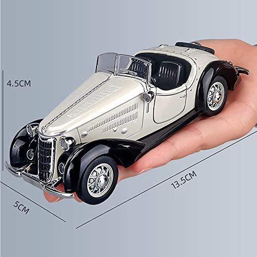 Image of 132 Vintage Diecast Metal Car Classic Toy Car For Kids Light Sound Pullback Openable Door, Green